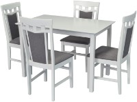 Комплект для столовой Evelin Gloria White + 4 стула Deppa R White/NV-10WP Grey