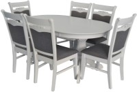 Set masă și scaune Evelin HV 33V White + 6 стульев HV-3167 White/NV-10WP Grey