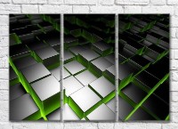 Pictură ArtPoster Abstract 3D geometry with Green backlight (3499055)