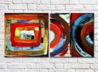 Картина ArtPoster Abstract canvas Red/Blue colored circles (3417491)
