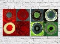 Картина ArtPoster Abstract canvas Red/Green colored circles (3417514)