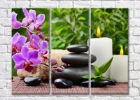 Картина Magic Color Purple orchid branch, Black pebbles and burning candles (500211)