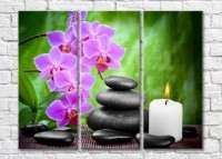 Картина Magic Color Purple orchid branch, Black stones and burning candle (500212)