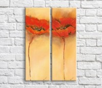 Картина Magic Color Red poppies in oil on a Beige background, diptych (3467632)