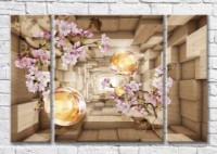 Картина Magic Color Sakura branches and glass balls on the background of an abstract tunnel (3565160)