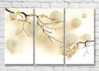 Картина Magic Color Sakura branches on a background of Beige balls (3517849)