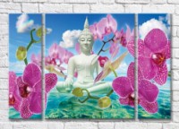 Картина Magic Color Sculpture of Buddha among orchids against the sky (3565172)