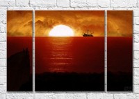 Картина Magic Color At sea, a ship against the background of a Red sunset (3469218)