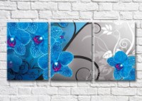 Картина Magic Color Blue orchid on a Gray background with White patterns (3565233)