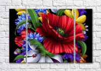 Картина Magic Color Bouquet of Colorful flowers on a Black background (500131)