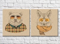 Картина ArtPoster Bear in a sweater and a fox in a scarf (3447718)