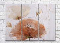 Pictură ArtPoster Beige poppies on a background of aged White paint (3448934)