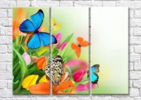 Картина Magic Color Bouquet of Multicolored tulips with butterflies (500130)