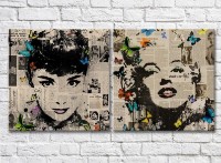 Картина ArtPoster Audrey Hepburn and Marilyn Monroe newspaper stylization (3460040)