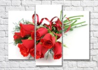 Картина Magic Color Bouquet of Red roses decorated with sprigs of greenery (500120)