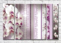 Картина Magic Color Branches of a White orchid on a Lilac patterned background (3565150)