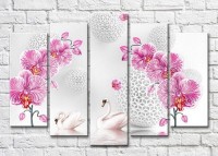 Картина Magic Color Branches of Pink orchid and swans (3551910)
