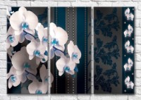 Картина Magic Color Branches of White orchid on a Gray background with Blue patterns (3565114)