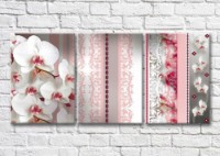 Картина Magic Color Branches of White orchid on a Pink patterned background (3565219)