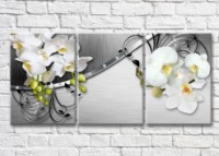 Картина Magic Color Branches of White orchids on a Gray metallic background (3517889)