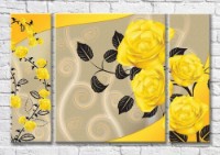 Картина Magic Color Branches of Yellow roses on a Beige background (3565152)