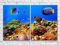 Pictură ArtPoster Blue fish on the seabed (3453804)