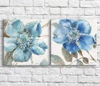 Картина ArtPoster Blue magnolias on a White background, diptych (3467710)