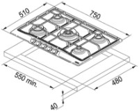 Газовая панель Franke FHTL 755 4G TC CO C фото №2 — интернет-магазин Desire.md