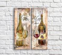 Картина ArtPoster Bottle of Red and White wine on architecture background (3478770)