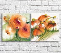 Картина ArtPoster Bouquet of Red poppies on a White background, diptych (3467697)
