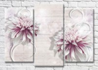 Картина Magic Color Dahlias and White curls on a Light background (3565194)