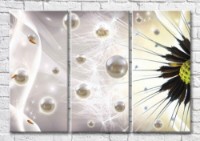 Картина Magic Color Dandelion petals and pearls on gray background (3565121)