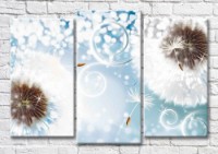 Картина Magic Color Dandelions and curls on a Blue background (3565213)