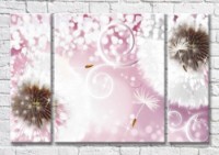 Картина Magic Color Dandelions and curls on a Pink background (3565212)