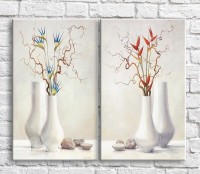 Картина ArtPoster Branches in White vases on a White background (3467841)