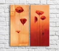 Картина Magic Color Dark/Orange poppies on an Orange background, oil, diptych (3467635)