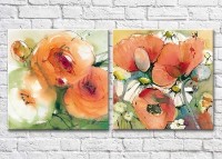 Картина Magic Color Diptych bouquet of poppies, watercolor (3428035)