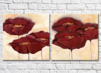 Картина Magic Color Diptych Burgundy poppies on a Beige background (3428047)