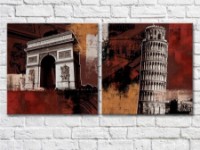 Картина ArtPoster Building Big Ben Tower of Pisa Arc de Triomphe 1 (2495209)