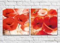 Картина Magic Color Diptych Large Red poppies on a light background (3428032)