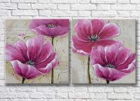 Картина Magic Color Diptych Pink poppies on a Gray background (3428039)