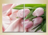 Картина Magic Color Diptych Pink tulips on silk fabric (2613827)