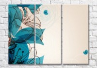 Pictură Magic Color Blue floral abstraction on beige background (500246)