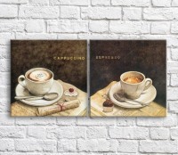 Картина ArtPoster Cappuccino and espresso on Black background (3478733)