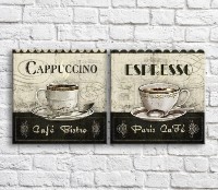 Pictură ArtPoster Cappuccino and espresso on Black/White background (3478732)