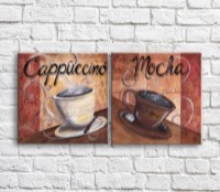 Pictură ArtPoster Cappuccino and mochacino on a background of abstraction and patterns (3478734)