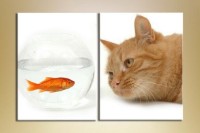 Pictură ArtPoster Cat and goldfish (2603014)