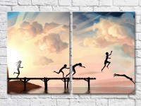 Pictură ArtPoster Children jump from the pier into the sea (3453779)