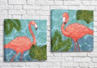 Картина ArtPoster Couple of flamingos on a background of tropical leaves (3451157)