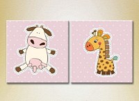 Pictură ArtPoster Cow and giraffe (2225791)
